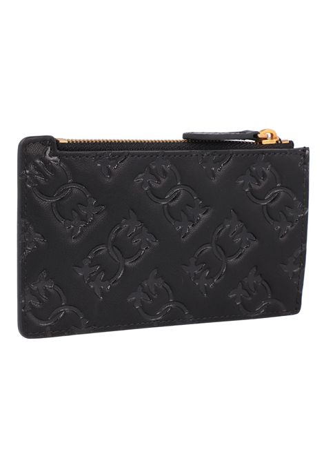 Portacarte Pinko donna Airone 100251 A1YB Nero pelle zip portamonete cotone PINKO | Portacarte | 100251 A1YBZ99Q